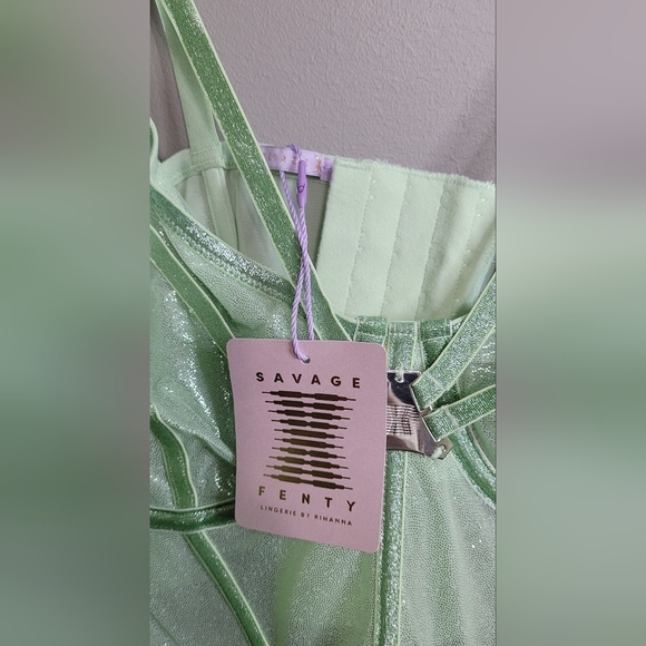 Savage X Fenty Going Platinum Sheer Green Mist Bustier Top 2X NWT Plus Size - Picture 7 of 9